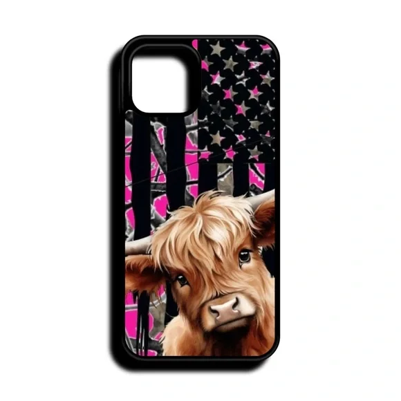 Highland Cow Pink Camo Phone Case - Picture 6 of 9